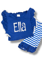 Royal Blue ruffle short set