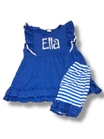 Royal Blue ruffle short set