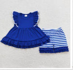 Royal Blue ruffle short set