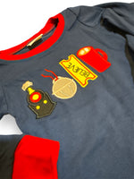 Christmas  train long sleeve pajama rufe GIRL- RTS