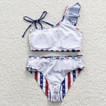 Ruffle 4th swim Suit - Girls
