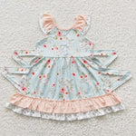 Peach Floral Tie Dress